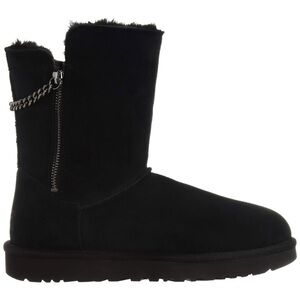 UGG Black Classic Short Sparkle Chain Zip Boots